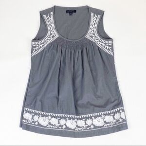 Banana Republic Grey Sleeveless Top with white embroidery - XS